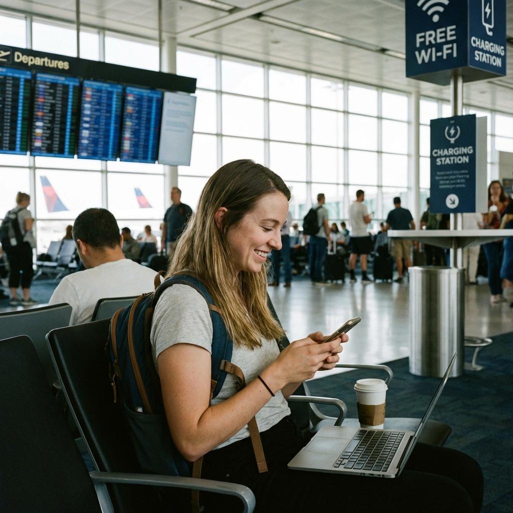 Person using eSIM on phone